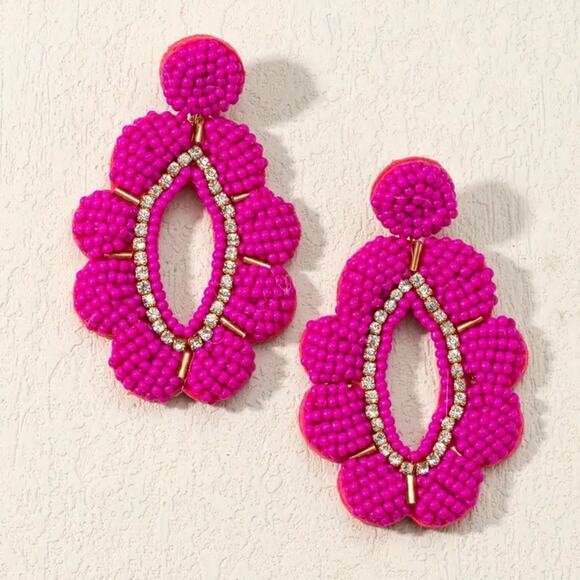 Boho Seed Bead Drop Earrings - Picture 1 of 1